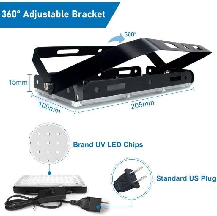 Indmird 50W Black Lights, Blacklight Flood Light with Plug and Switch,for Glow Party, Halloween, Fluorescent Poster, Stage Lighting, Body Paint - Image 5